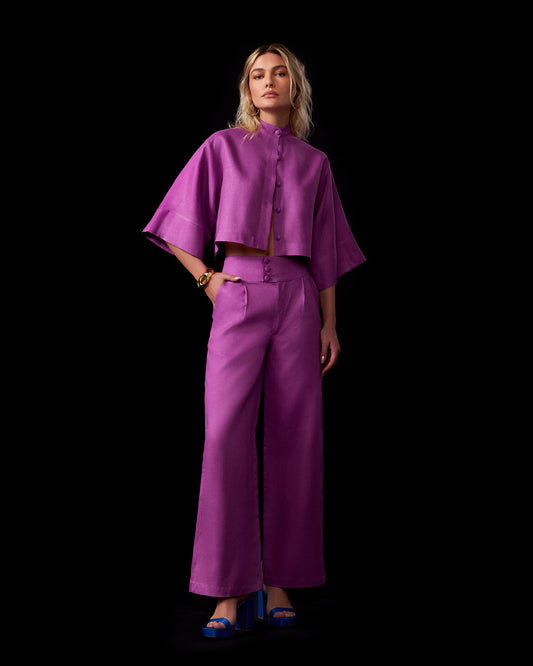 Blusa cropped gola padre - Kronne