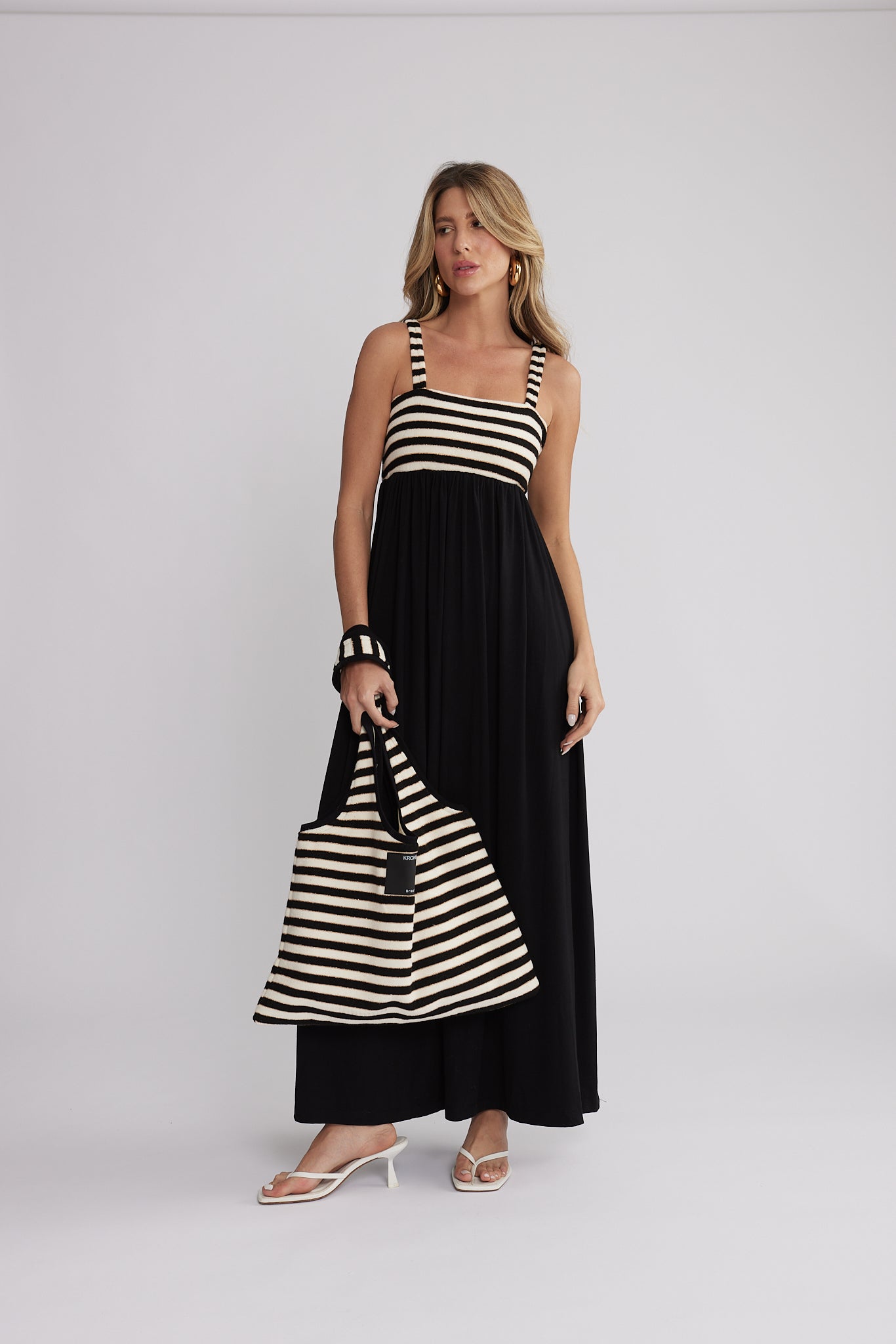 Vestido longo c/ listra - Kronne