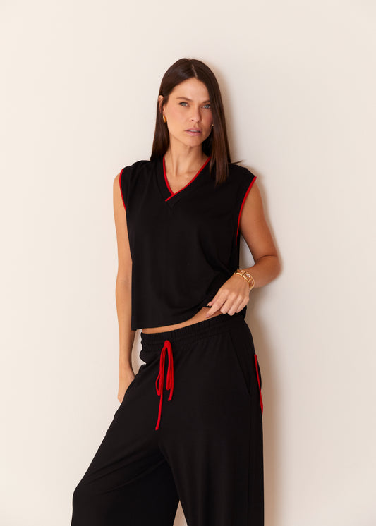 CONJUNTO BLUSA E CALÇA C/ VIÉS KRONNE