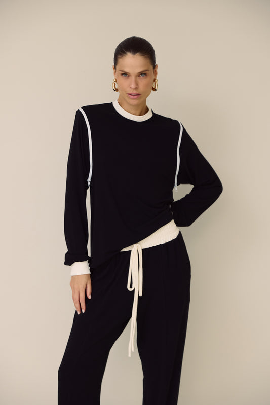 CONJUNTO BLUSA COM DETALHE ZIPER + CALÇA JOGGER KRONNE