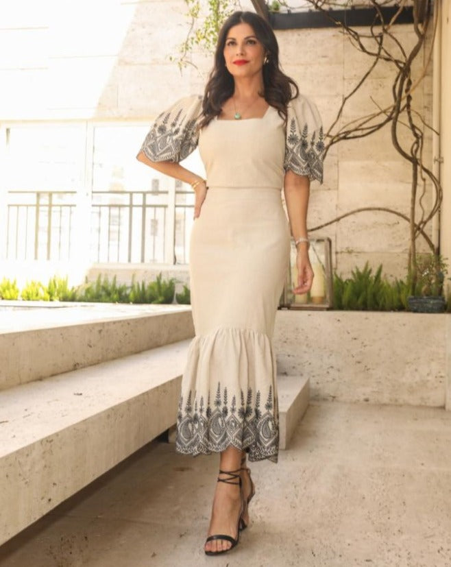 CONJUNTO CROPPED E SAIA LINHO KRONNE