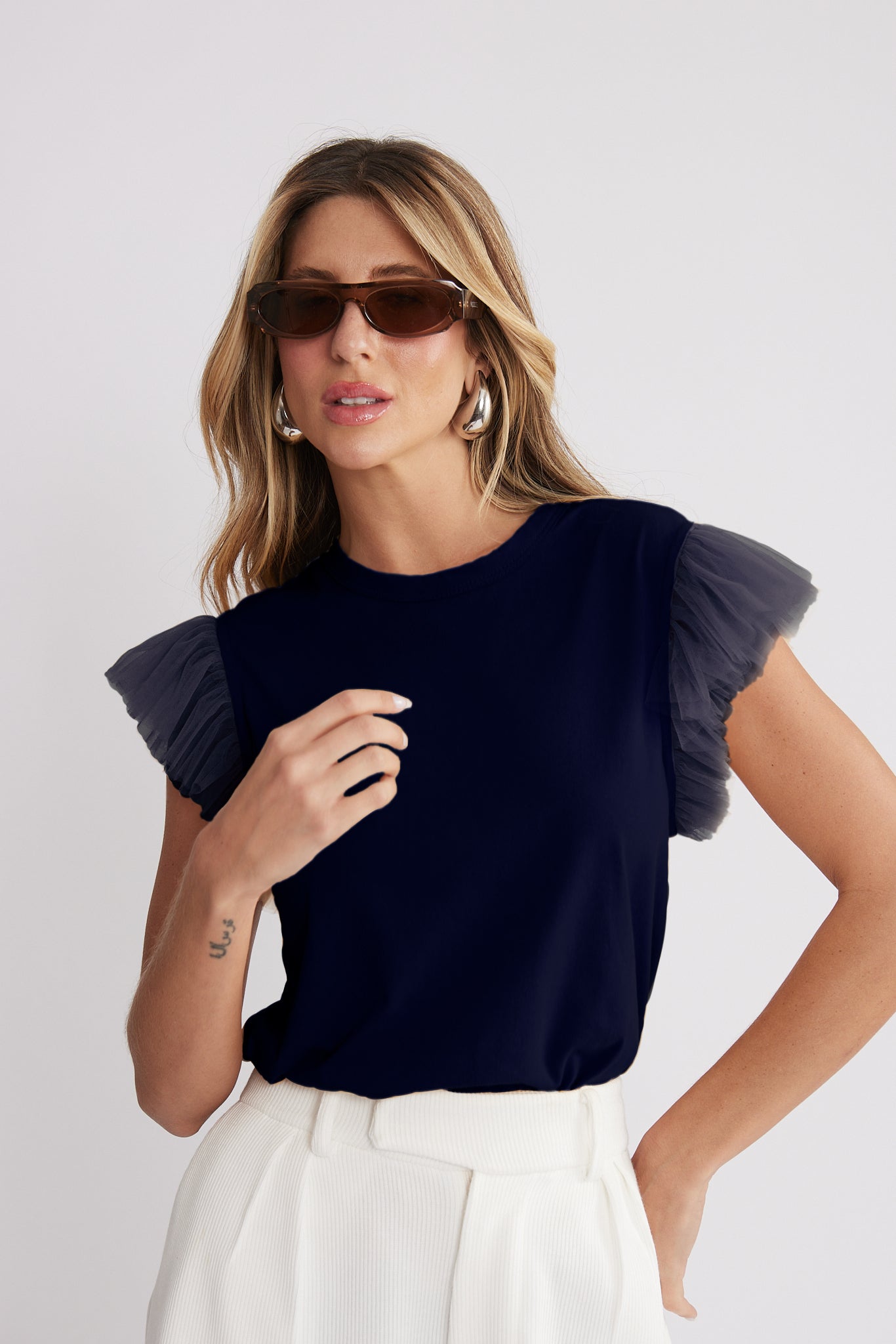 BLUSA MANGA COM TULE KRONNE