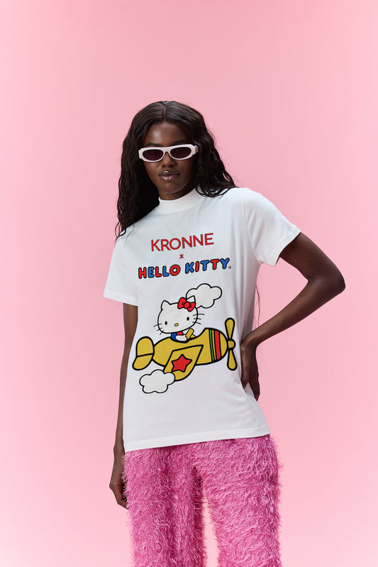 T-shirt gola alta Hello Kitty avião