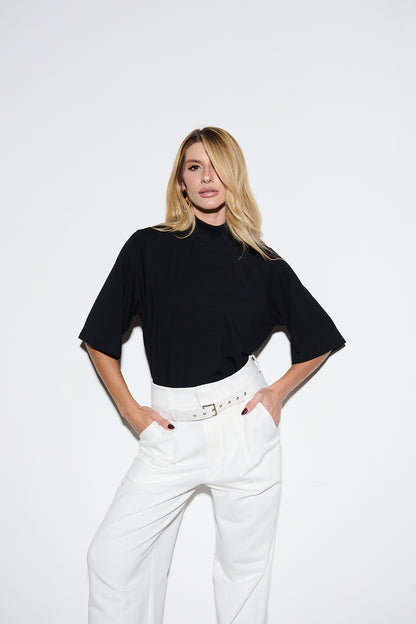 BLUSA GOLA ALTA COM RIBANA KRONNE