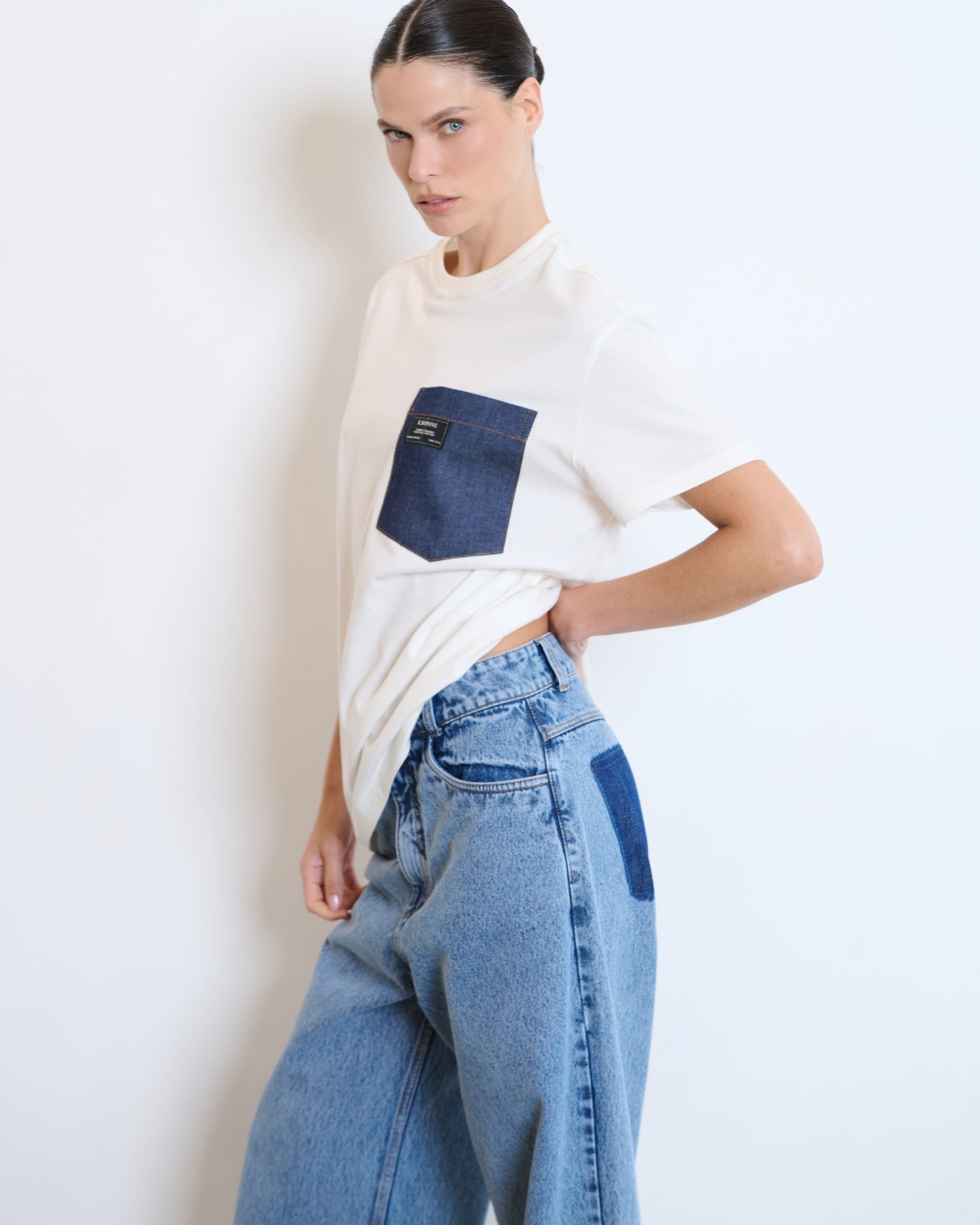 CALÇA JEANS WIDE LEG SLIM KRONNE