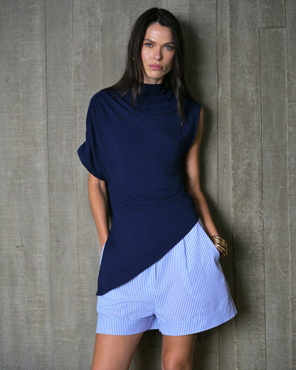 BLUSA ASSIMÉTRICA COM FRANZIDO