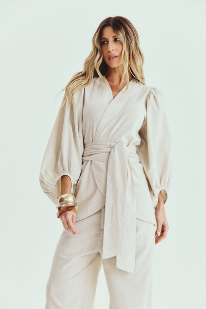 CONJUNTO KIMONO + CALÇA LINHO KRONNE