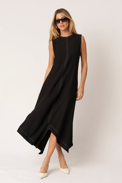 VESTIDO COM PESPONTO E FAIXA KRONNE