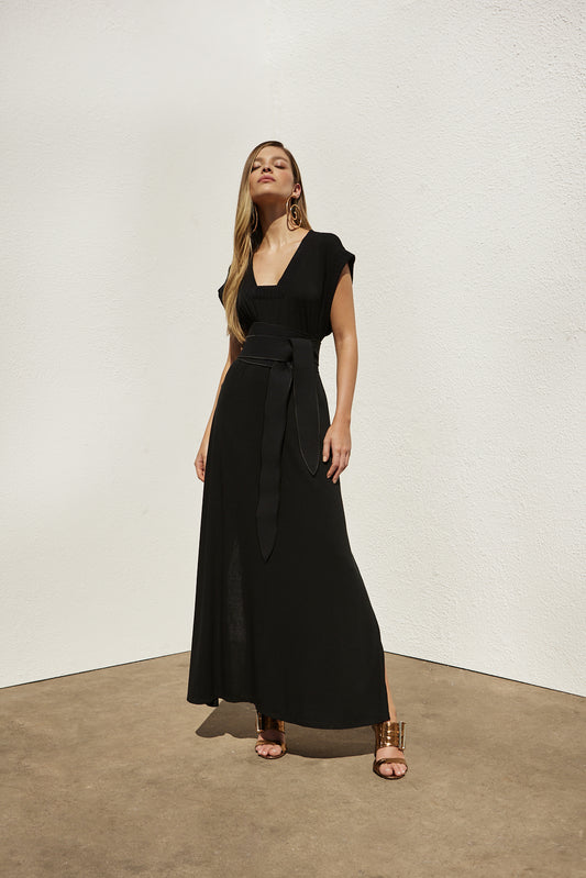 long neckline dress