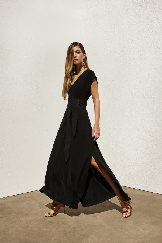 long neckline dress