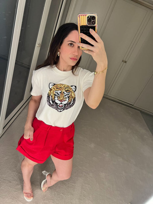 MAX T-SHIRT COM LANTEJOULA KRONNE