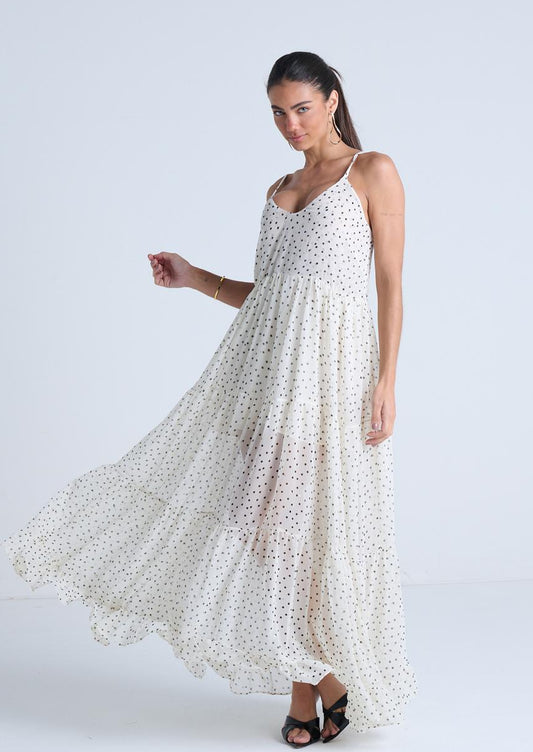 VESTIDO LONGO DE ALÇA DECOTE V POÁ