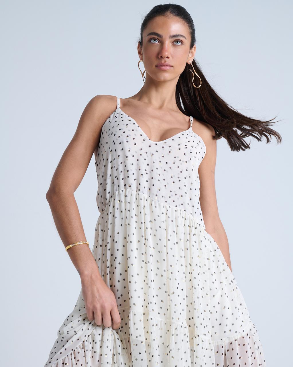 VESTIDO LONGO DE ALÇA DECOTE V POÁ