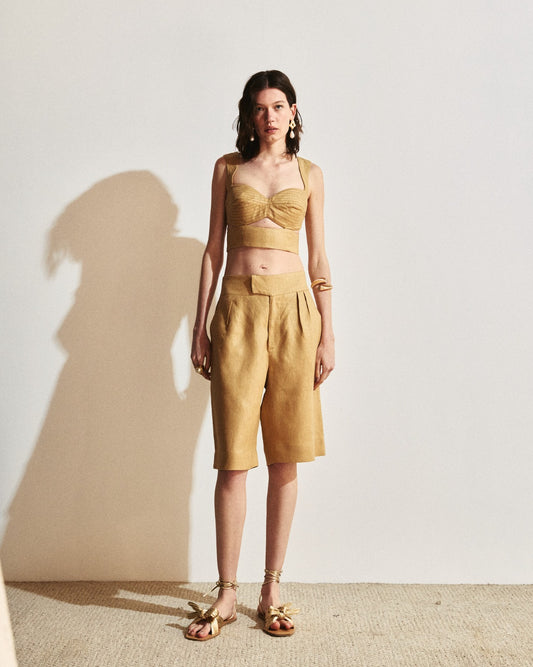 BERMUDA ALFAIATARIA RETA LINHO KRONNE